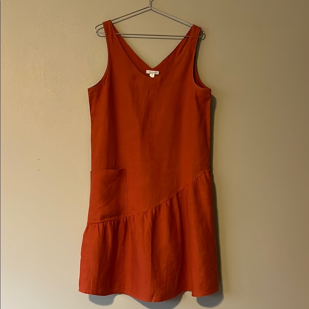 GARNET HILL Linen Asymmetrical Lagenlook Pullover Mini Dress